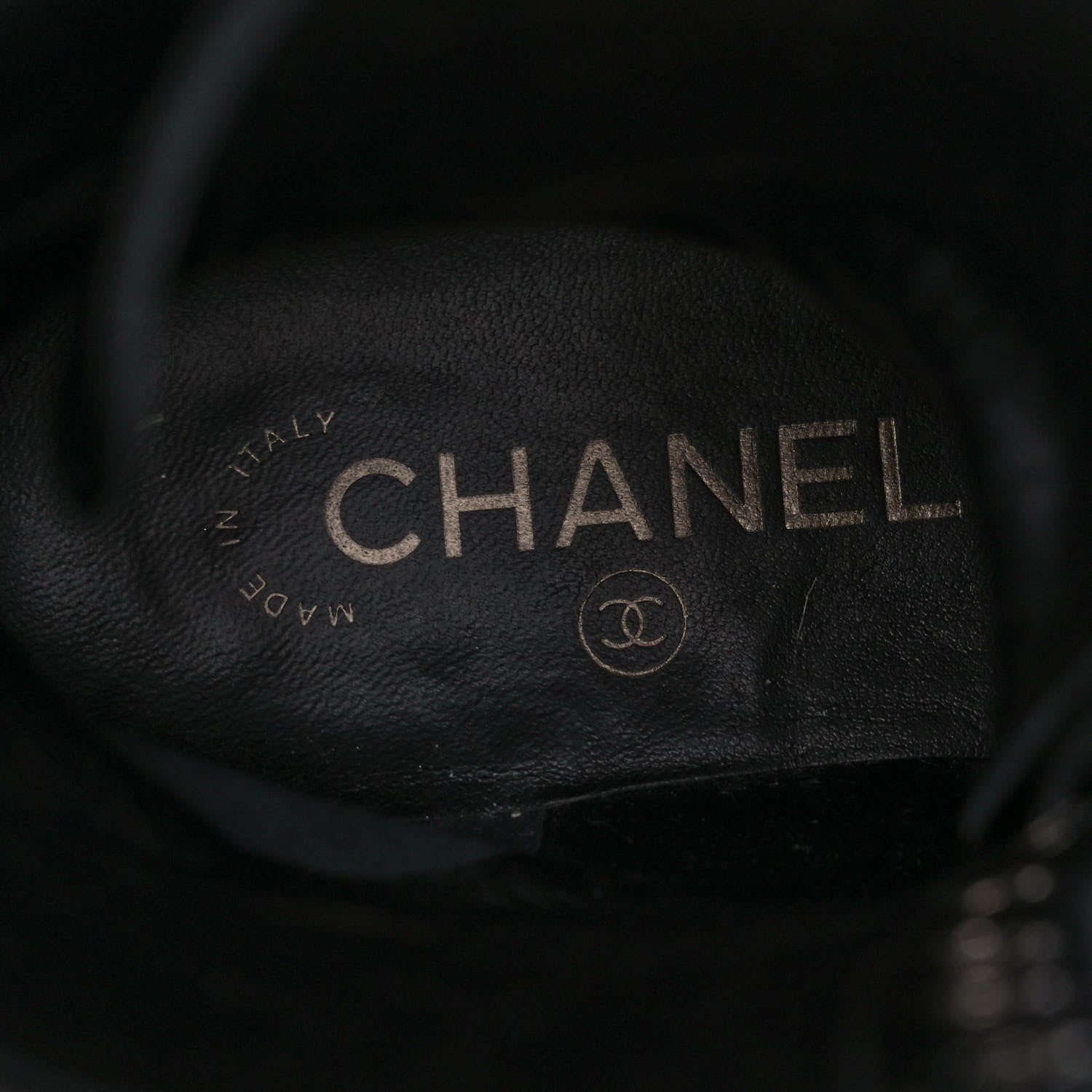 Chanel Crackled Calfskin Velvet Pearl Combat Ankle Boots 38 Black 7 of 9