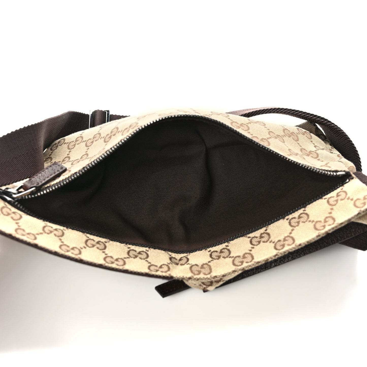 GG Monogram Double Pocket Belt Bag Dark Brown