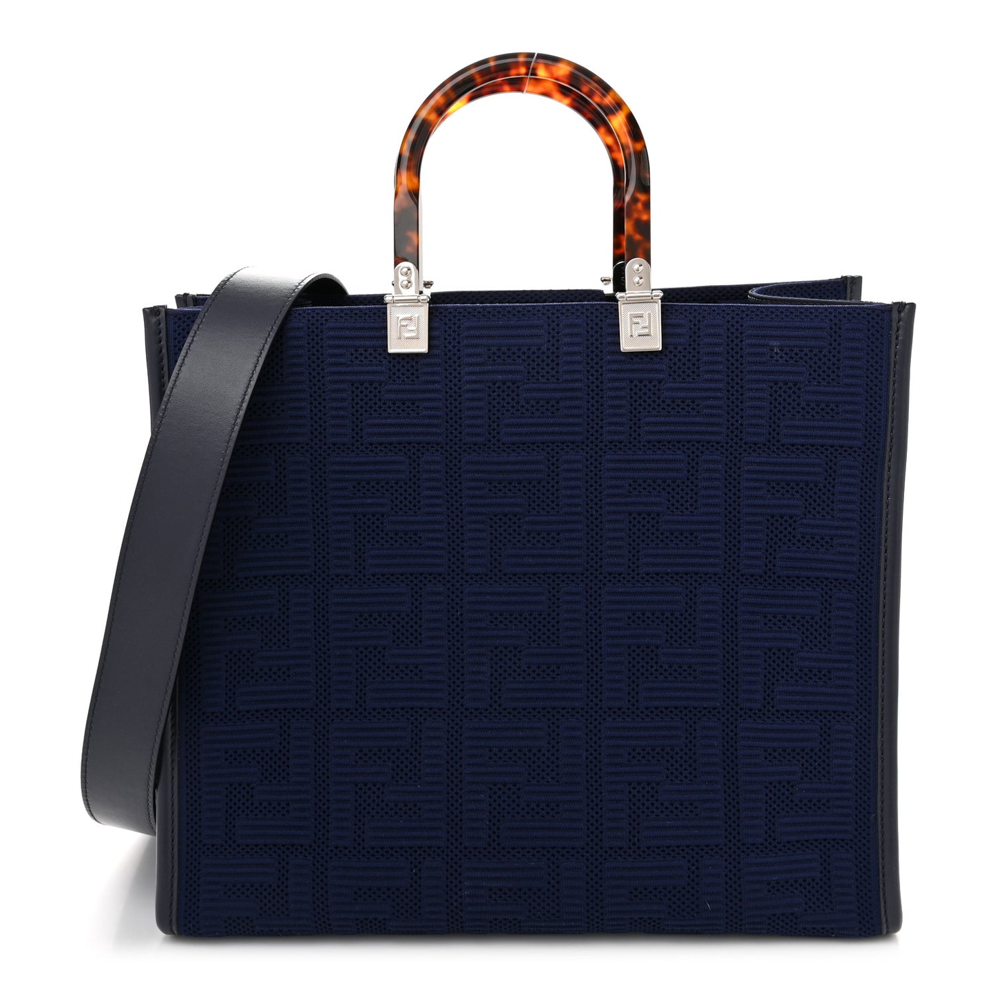 Technical Fabric Plexiglass FF Medium Fendi Sunshine Shopper Tote Marino