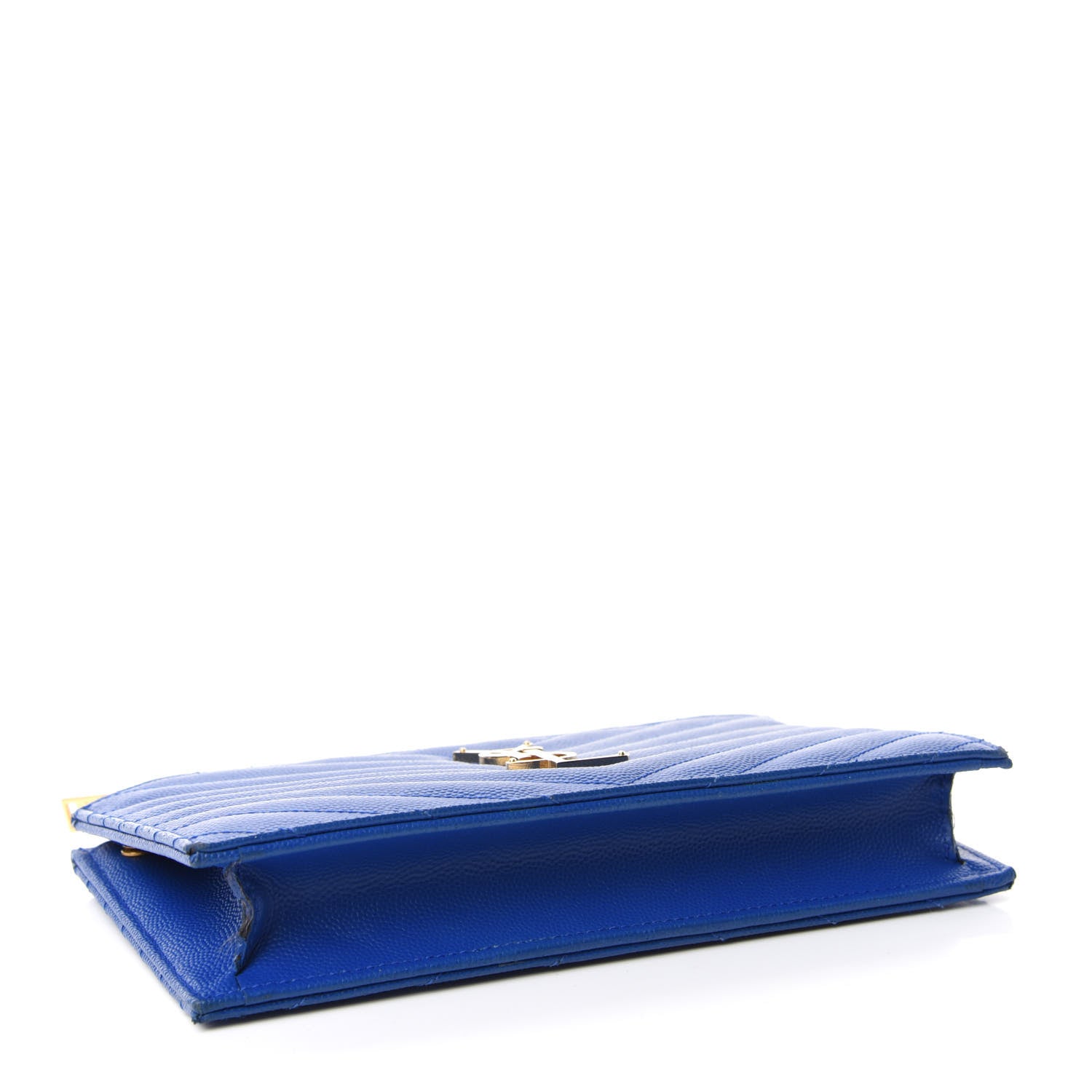 Saint Laurent Grain De Poudre Matelasse Chevron Monogram Double Zip Wallet Blue Majorelle 4 of 6