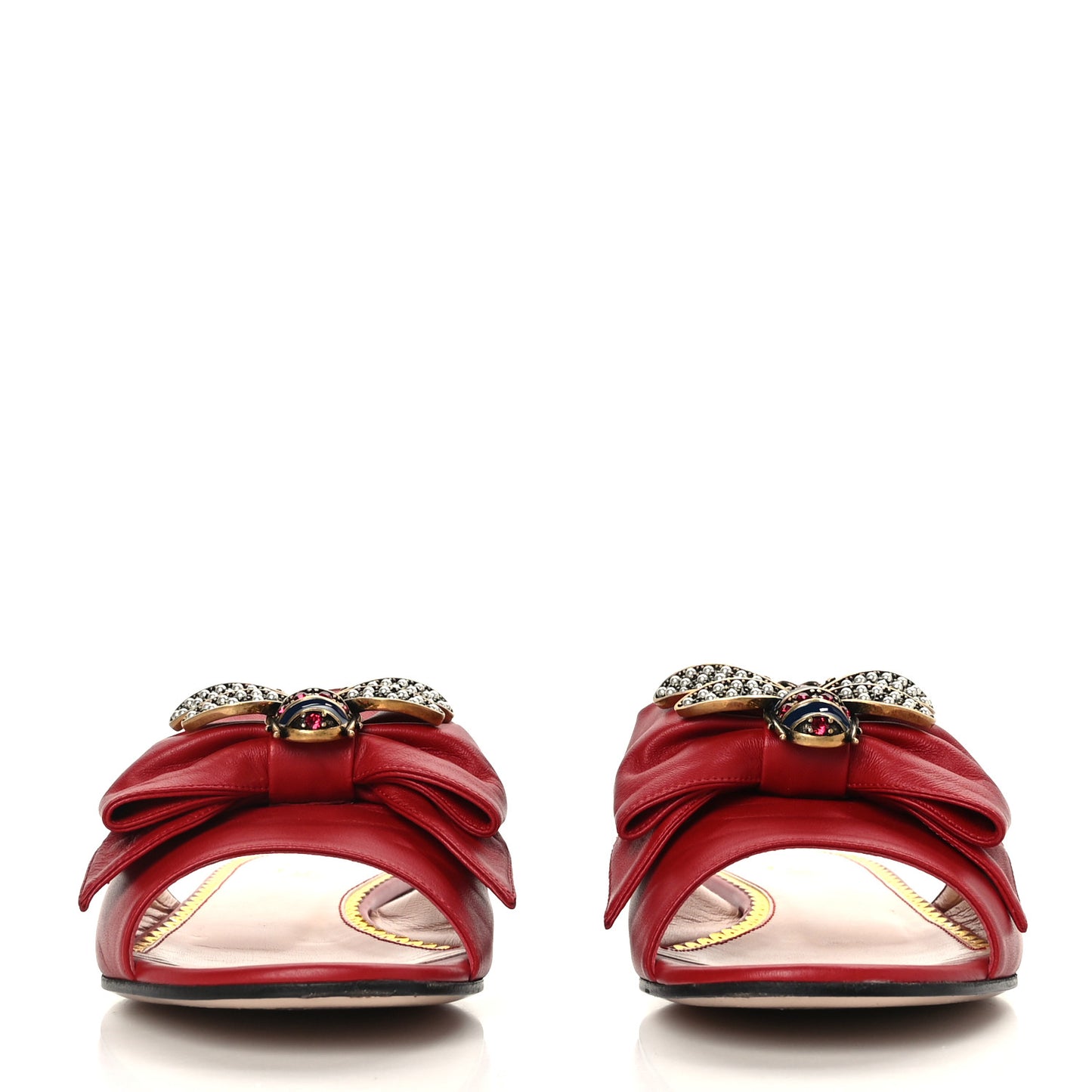 Nappa Queen Margaret Flat Slide Sandals 38 Hibiscus Red