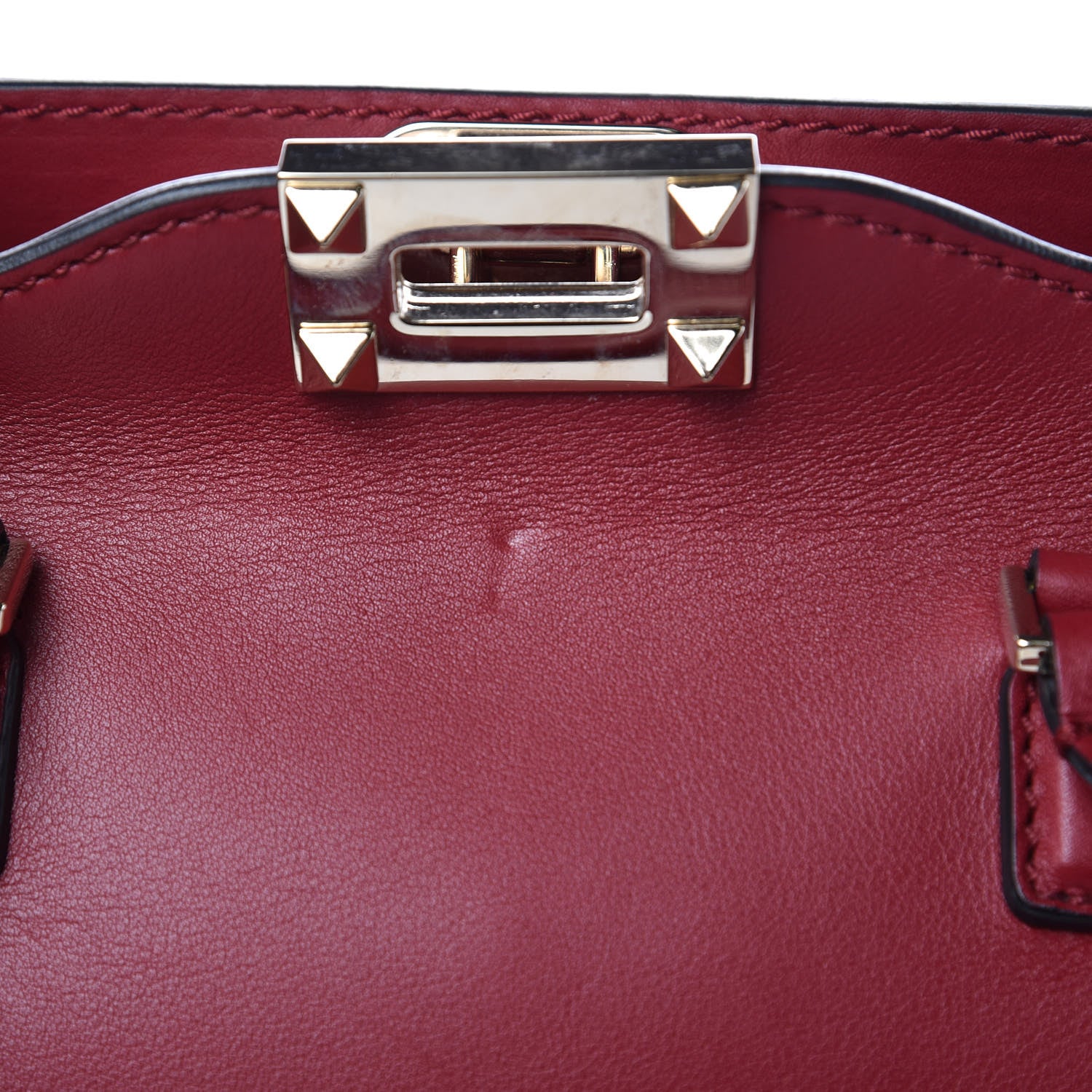 Valentino Garavani Vitello Small Rockstud Double Handle Tote Red 9 of 12