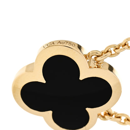 Van Cleef & Arpels 18K Yellow Gold Black Onyx Pure Alhambra Pendant Necklace 5 of 7