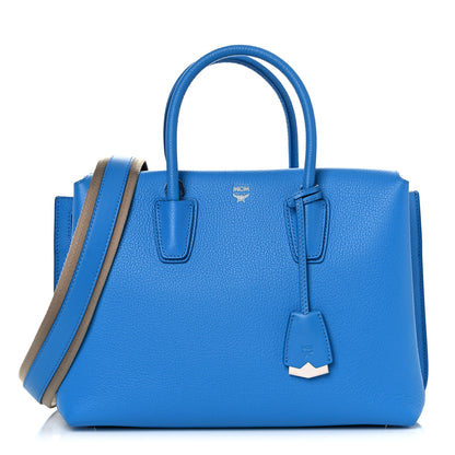 MCM Grained Calfskin Medium Milla Tote Tile Blue 1 of 8