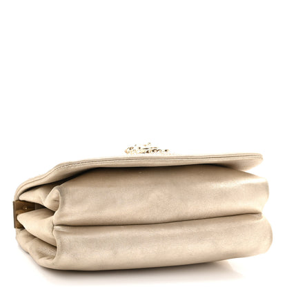 Versace Suede Palazzo Crystal Chain Evening Bag Gold 3 of 11