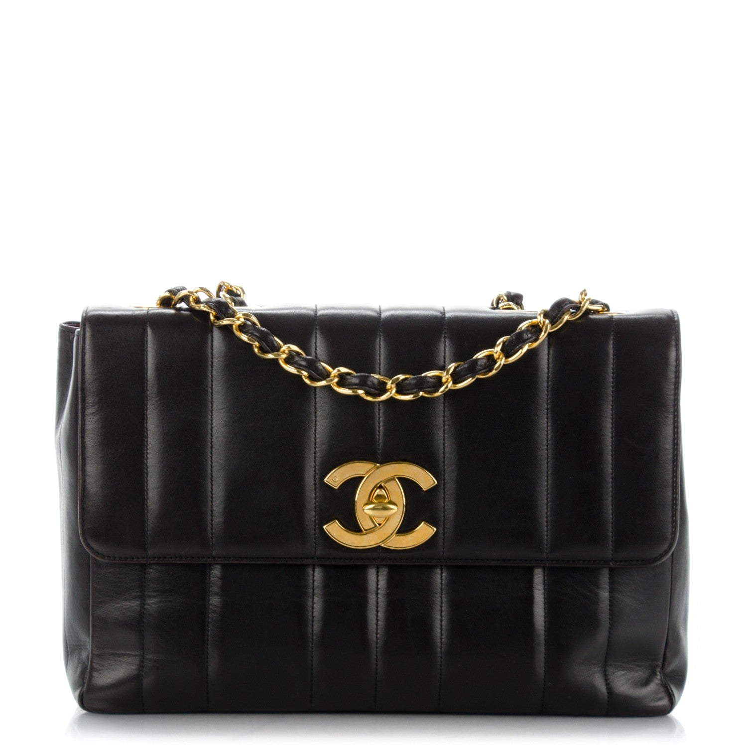 Chanel Lambskin Vertical Quilt Jumbo Flap Black 1 of 7