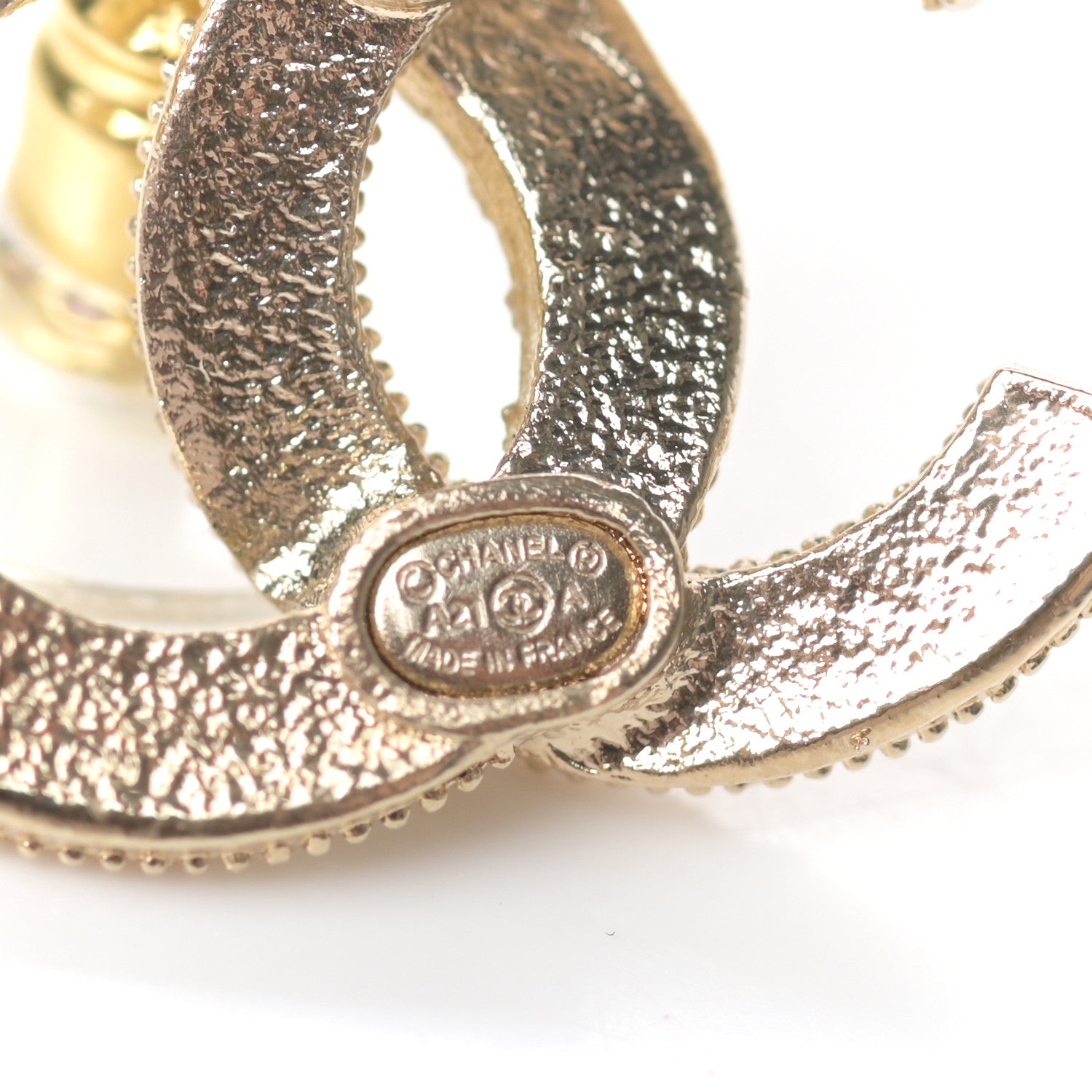 Chanel Resin Pearl CC Earrings Gold Black 4 of 4