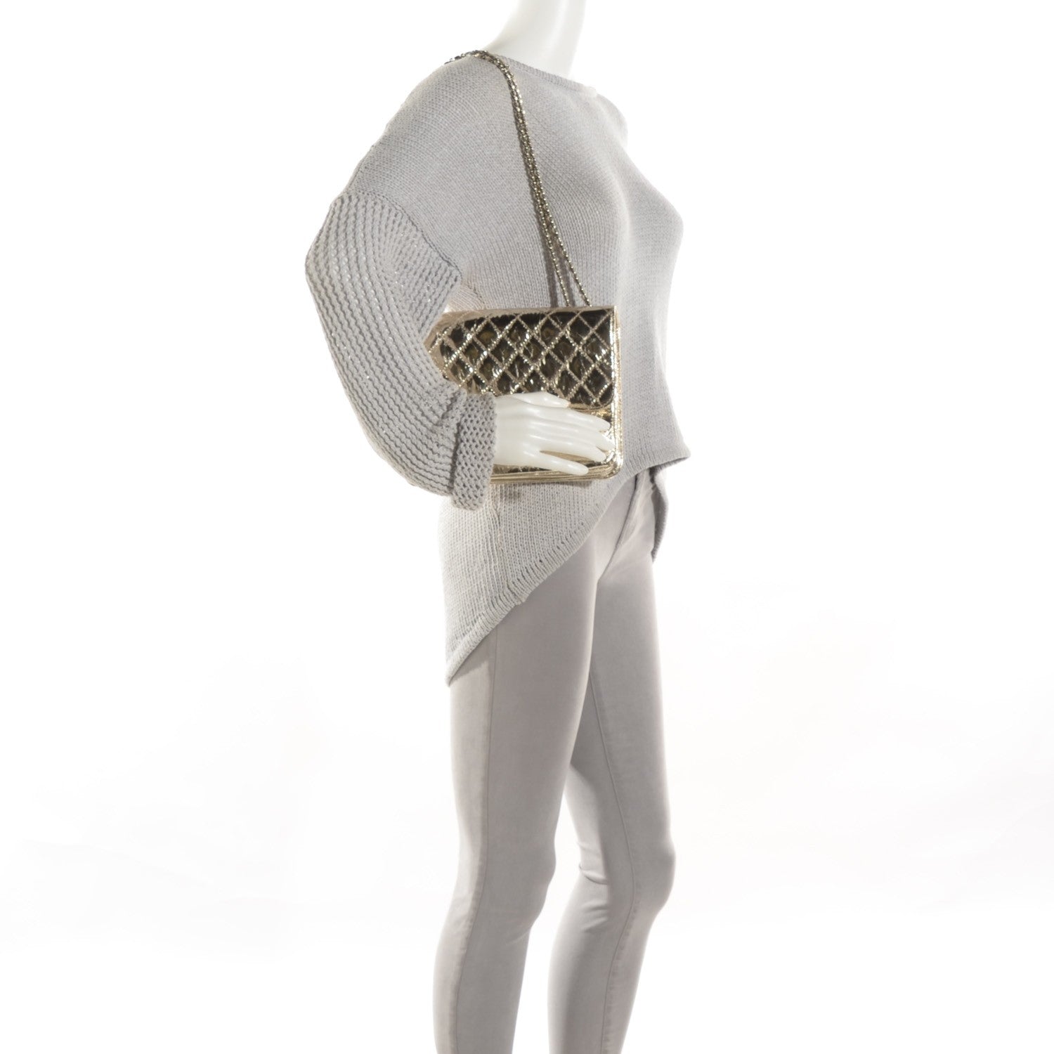Chanel Metallic Crackled Calfskin Medium Clam's Pocket Flap Gold 2 of 8