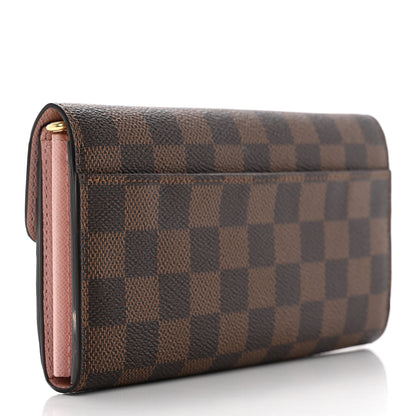 Louis Vuitton Damier Ebene Sarah Wallet NM Rose Ballerine 3 of 8