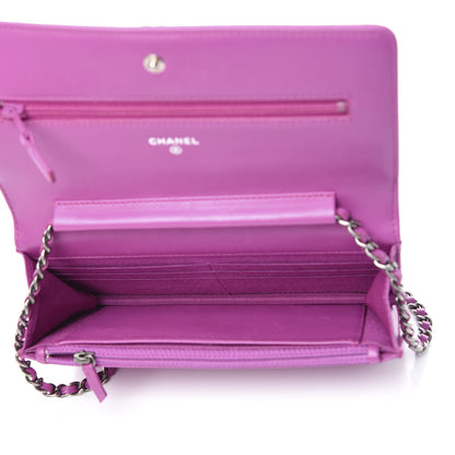 Chanel Lambskin Quilted Boy Wallet On Chain WOC Dark Pink 5 of 13