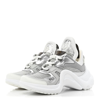 Louis Vuitton Metallic Calfskin Technical Nylon LV Archlight Sneakers 36 White Silver 3 of 10