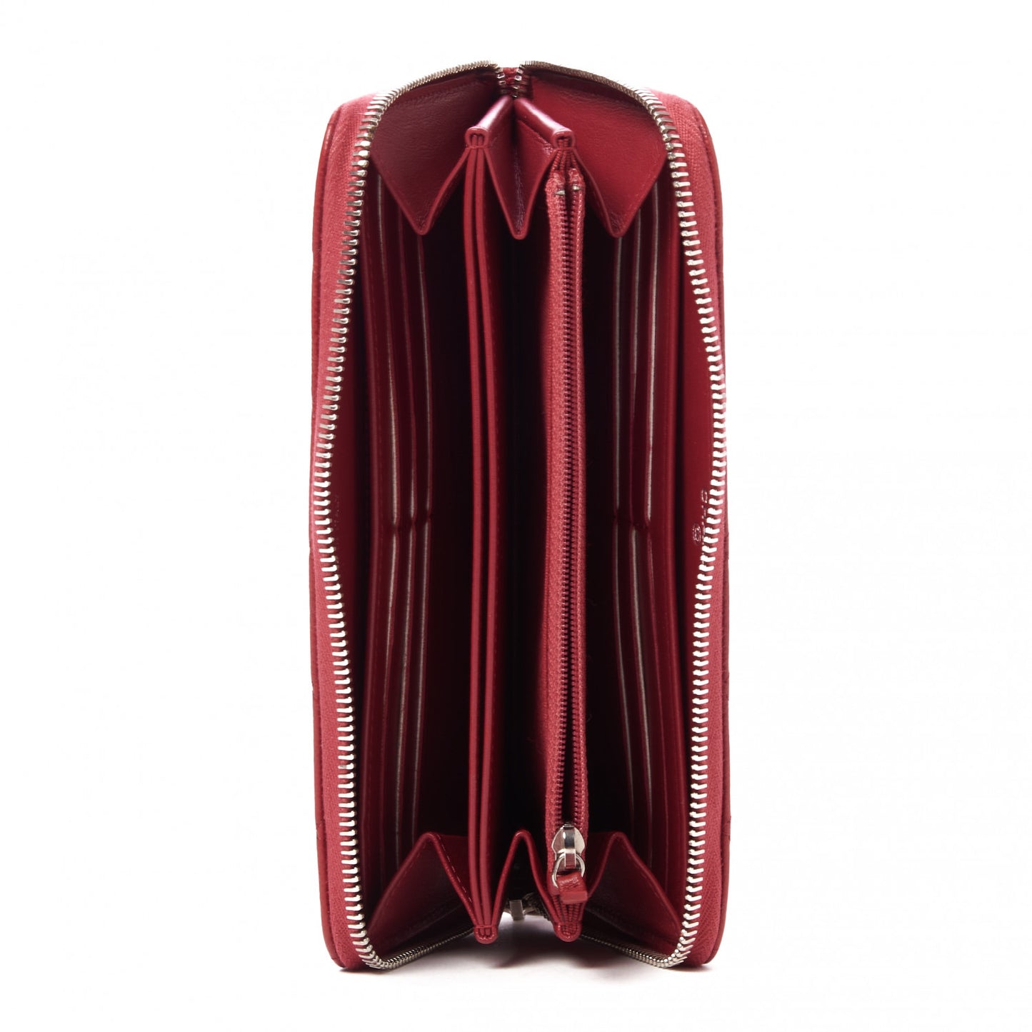 Caviar Quilted Large Gusset Zip Around Wallet Red