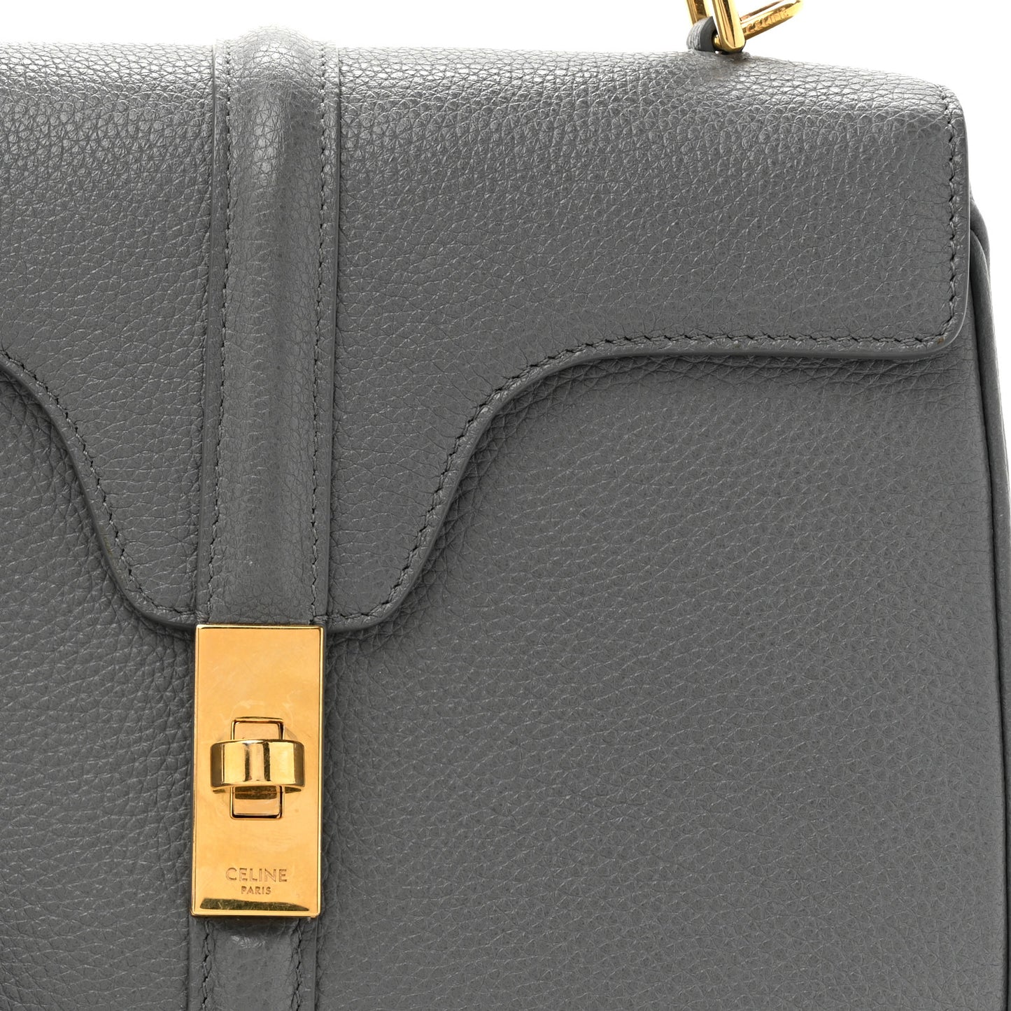 Grained Calfskin Small 16 Top Handle Bag Medium Grey