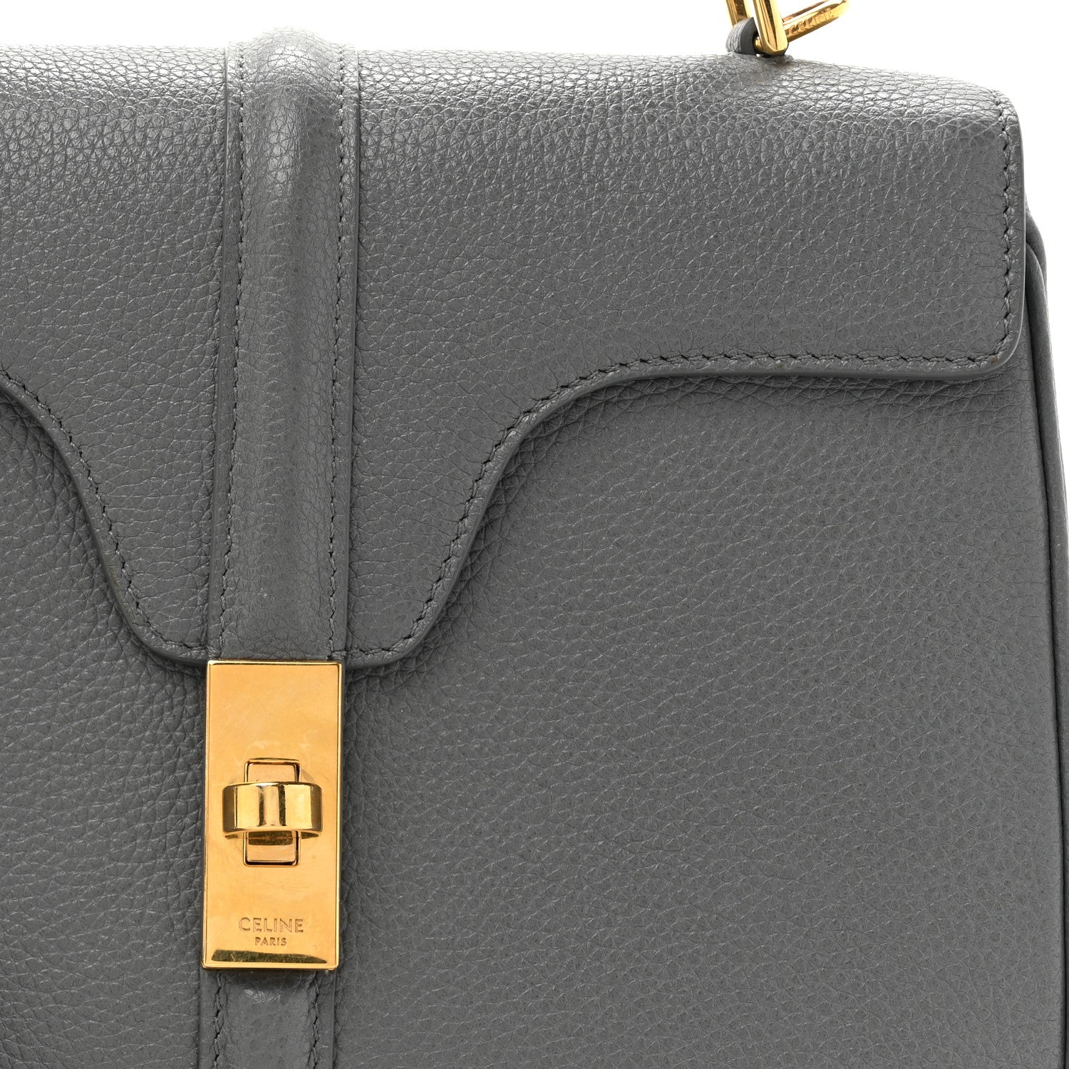 Celine Grained Calfskin Small 16 Top Handle Bag Medium Grey 10 of 14