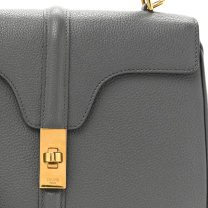 Celine Grained Calfskin Small 16 Top Handle Bag Medium Grey 10 of 14