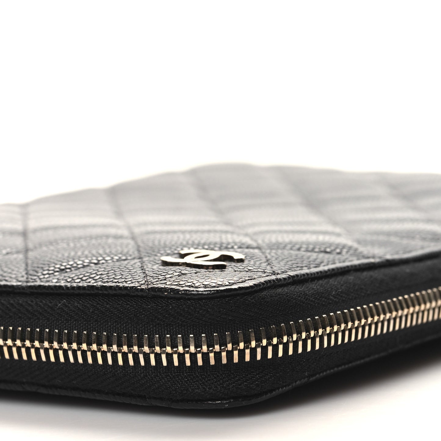 Caviar Quilted Zip Around Notebook Agenda Cover Black