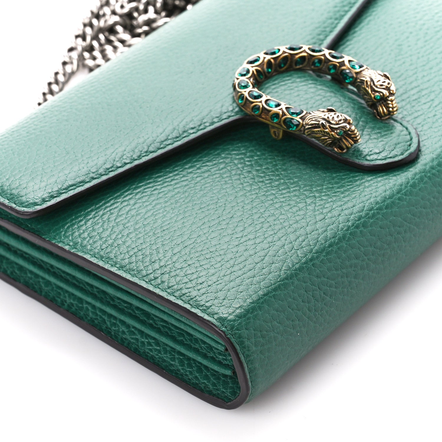 Gucci Calfskin Mini Dionysus Chain Wallet Emerald 10 of 11