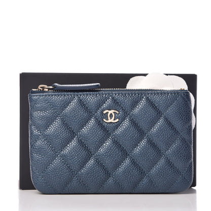Chanel Metallic Caviar Quilted Small Cosmetic Case Dark Blue 8 of 8