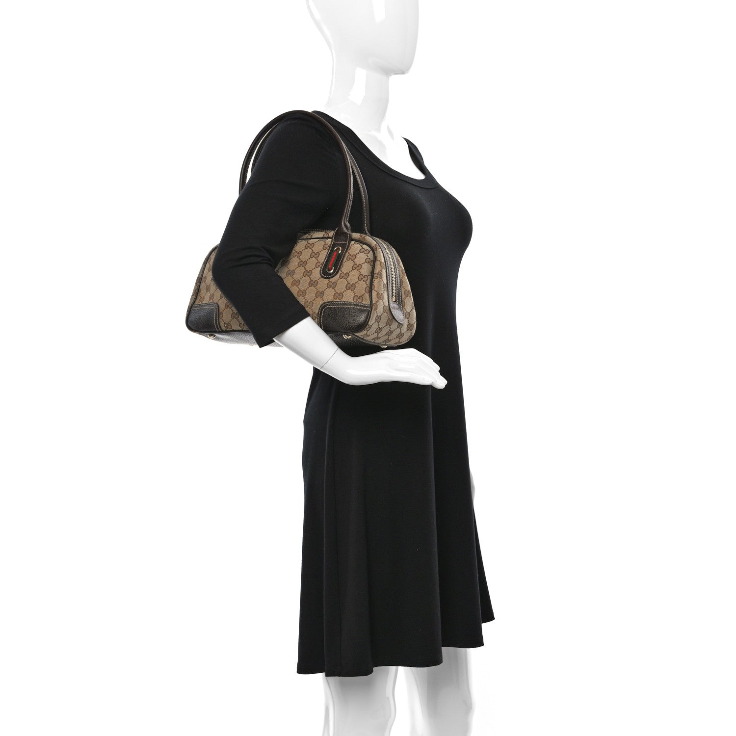 Gucci Monogram Small Princy Satchel Dark Brown 3 of 17