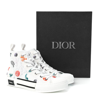 Christian Dior X KENNY SCHARF Technical Canvas Oblique Patch Mens B23 High Top Sneakers 42 White Blue 10 of 10