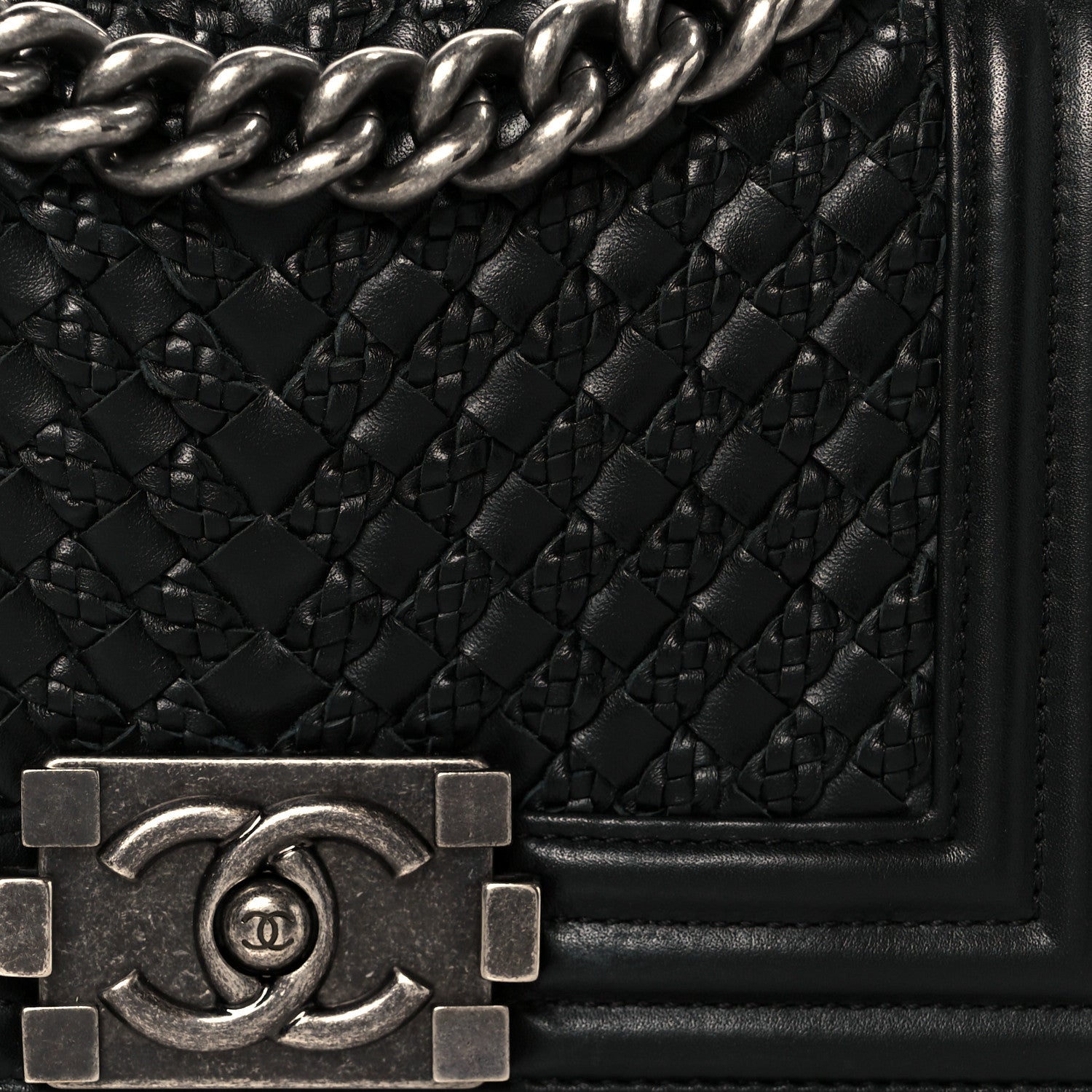 Chanel Lambskin Braided Woven Small Boy Flap Black 8 of 11
