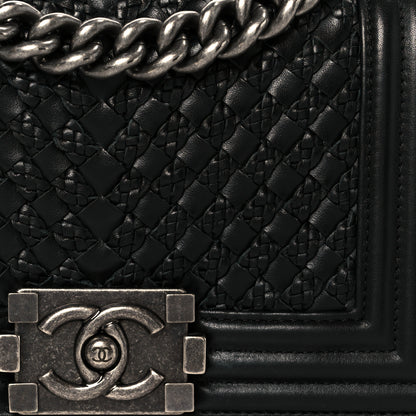 Chanel Lambskin Braided Woven Small Boy Flap Black 8 of 11