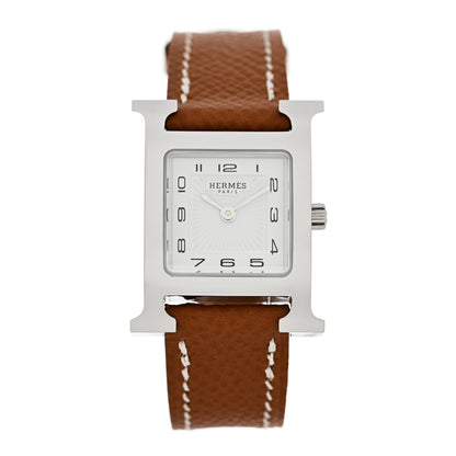 Hermes Stainless Steel Epsom 21mm Heure H Hour Quartz Watch Gold 1 of 4