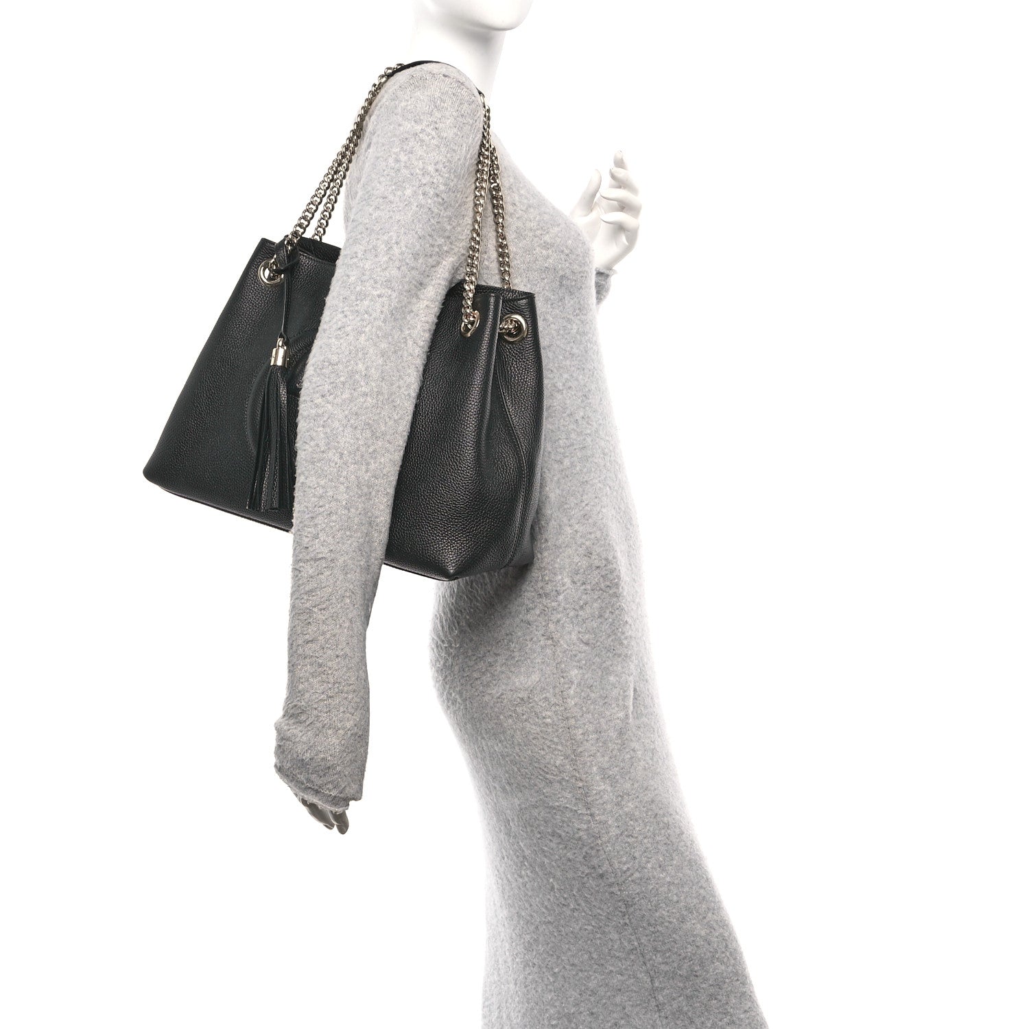Gucci Pebbled Calfskin Medium Soho Chain Shoulder Bag Black 2 of 10