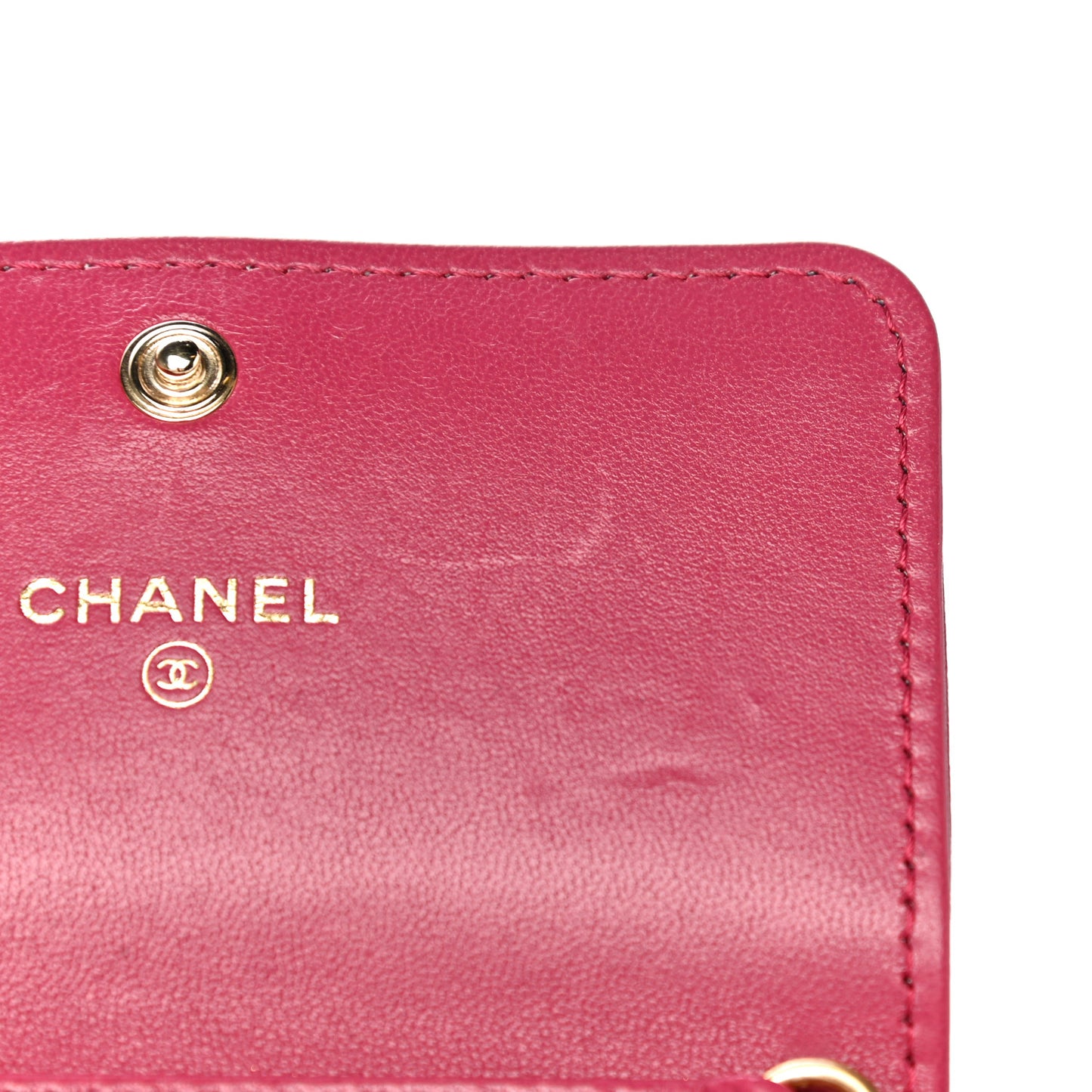 Lambskin Quilted Chanel 19 Flap Coin Purse With Chain Dark Pink