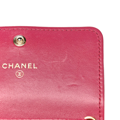 Chanel Lambskin Quilted Chanel 19 Flap Coin Purse With Chain Dark Pink 12 of 15