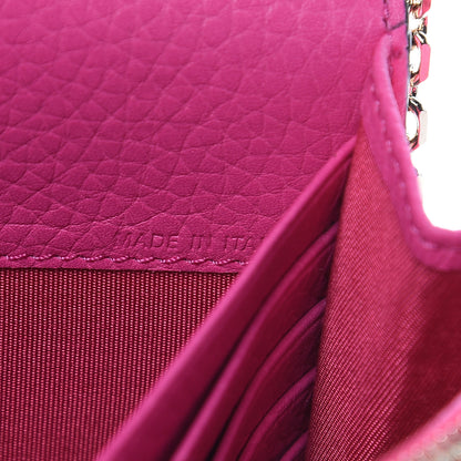 Valentino Garavani Grained Calfskin Rockstud Envelope Wallet on Chain Peony 8 of 11