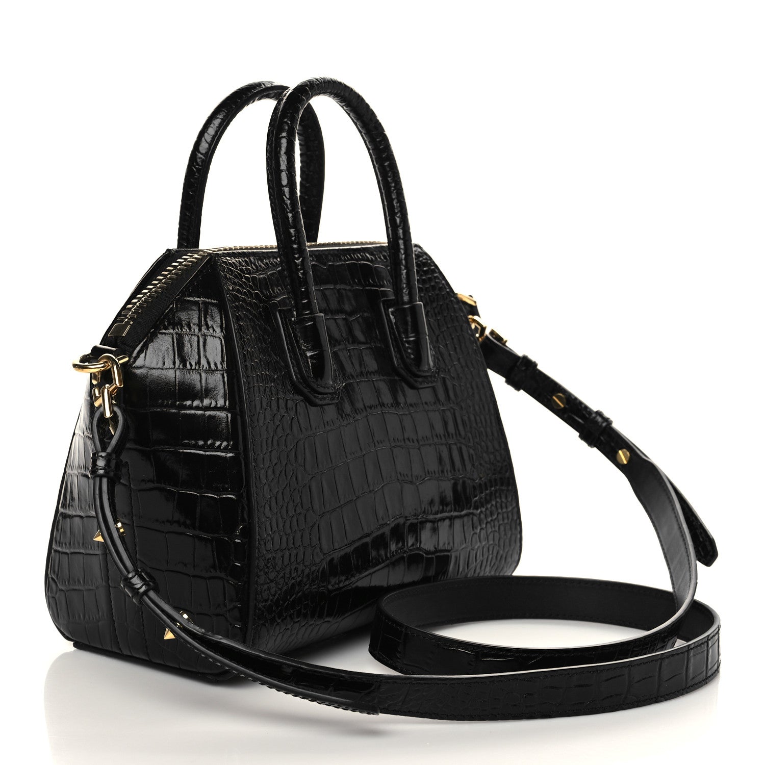 Givenchy Calfskin Crocodile Embossed Mini Antigona Black 3 of 7