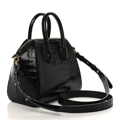 Givenchy Calfskin Crocodile Embossed Mini Antigona Black 3 of 7