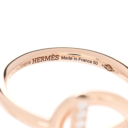 Hermes 18K Rose Gold Diamond PM Echappee Ring 50 5.5 5 of 6