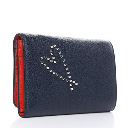 Christian Louboutin Calfskin Love Mini Rubylou Trifold Wallet Marine Latte Silver 3 of 8