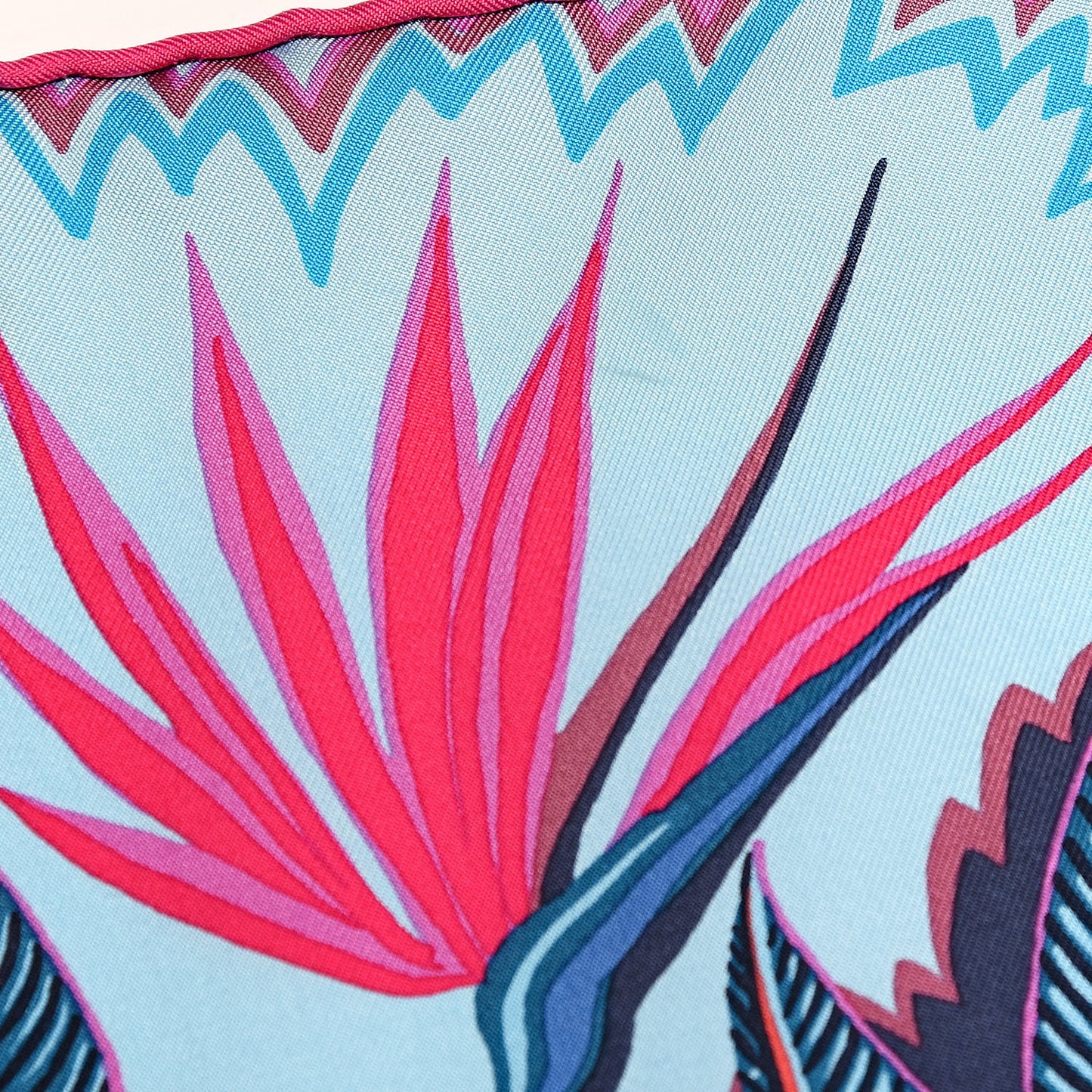 Silk Mountain Zebra Scarf 90 Turquoise Fuchsia Cobalt