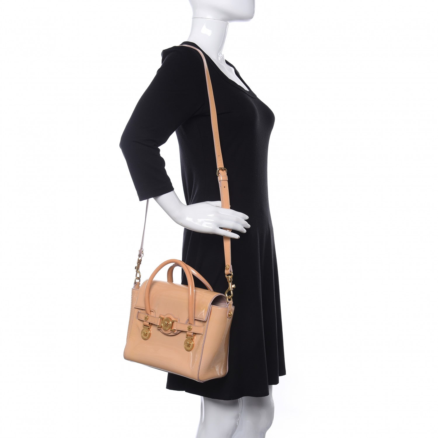 Versace Patent Small Signature Bag Beige 2 of 12