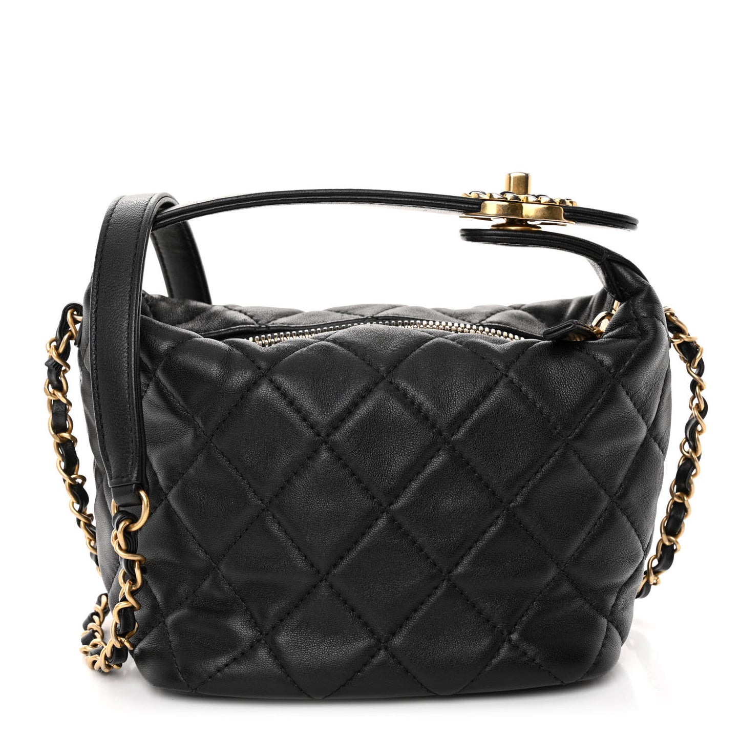 Lambskin Quilted Small Perfect Meeting Hobo Black