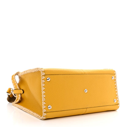 Fendi Cuoio Romano Selleria Raffia Bi-Color Woven Medium Peekaboo X-Lite Sunflower Paglia 4 of 13