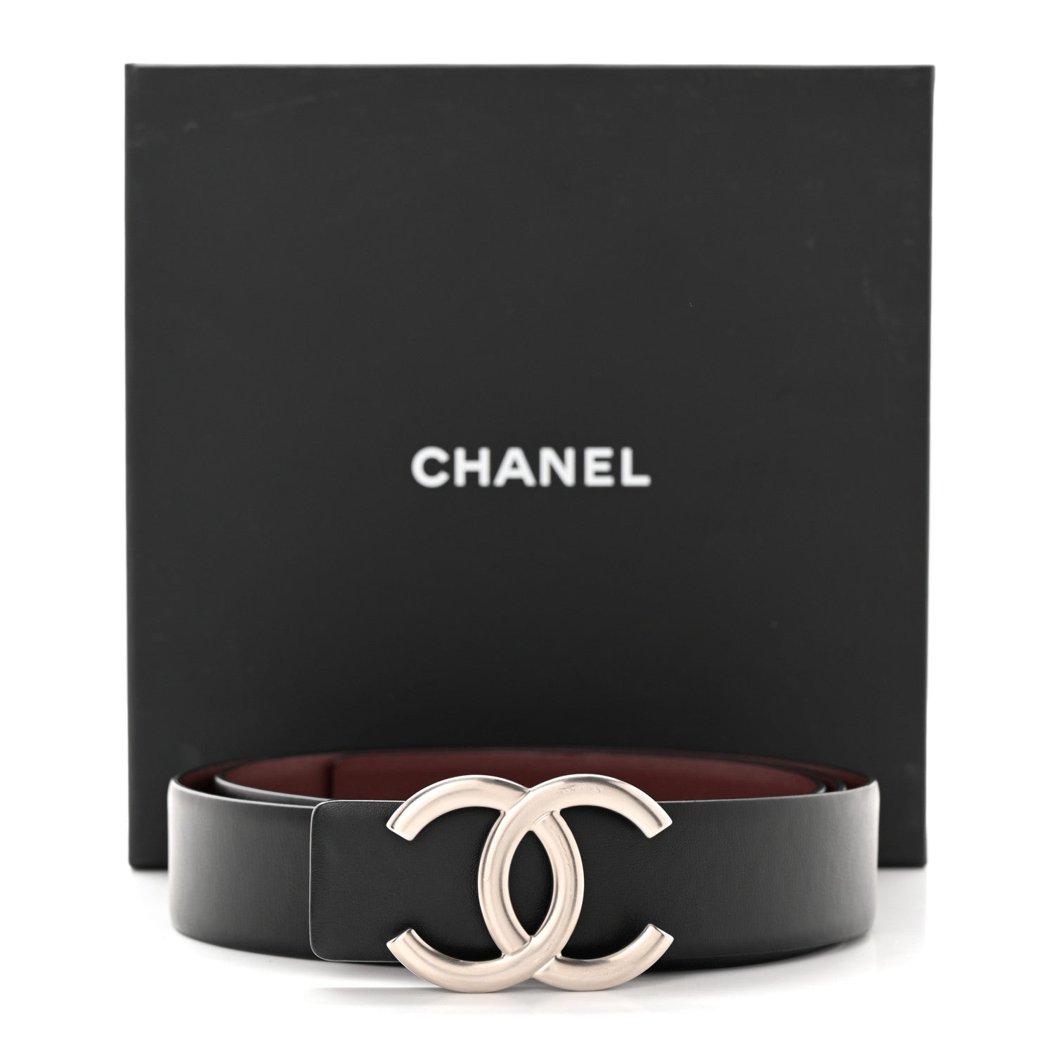 Chanel Calfskin CC Reversible Belt 90 36 Black Burgundy 6 of 6