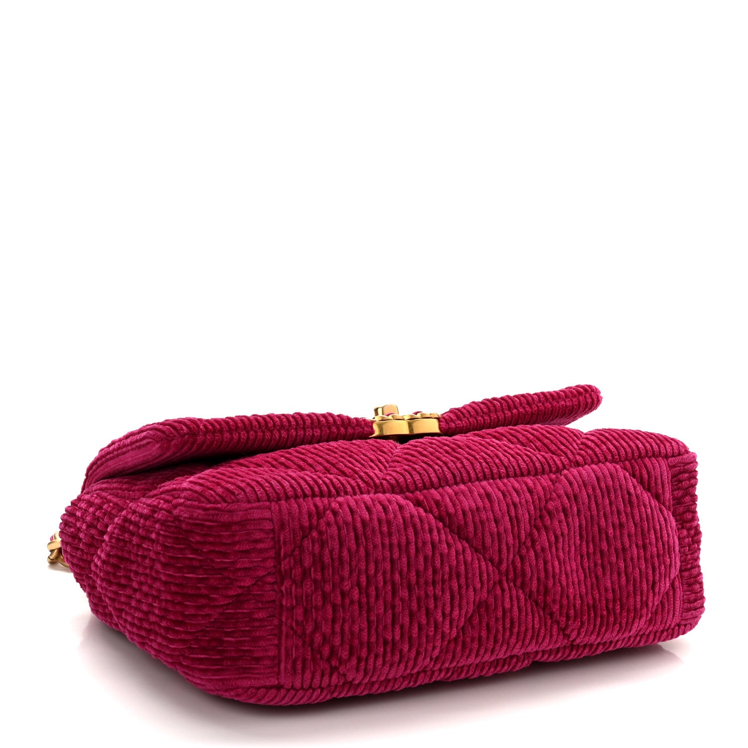 Chanel Corduroy Quilted Medium Chanel 19 Flap Fuchsia 3 of 10
