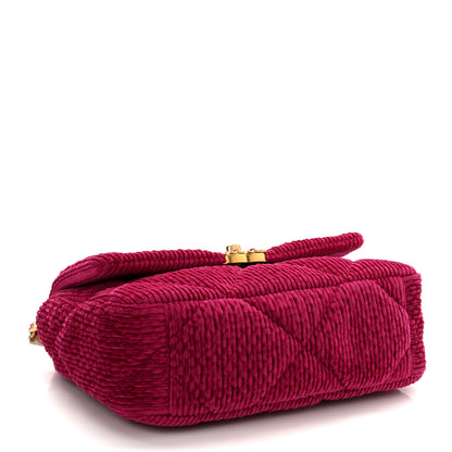 Chanel Corduroy Quilted Medium Chanel 19 Flap Fuchsia 3 of 10