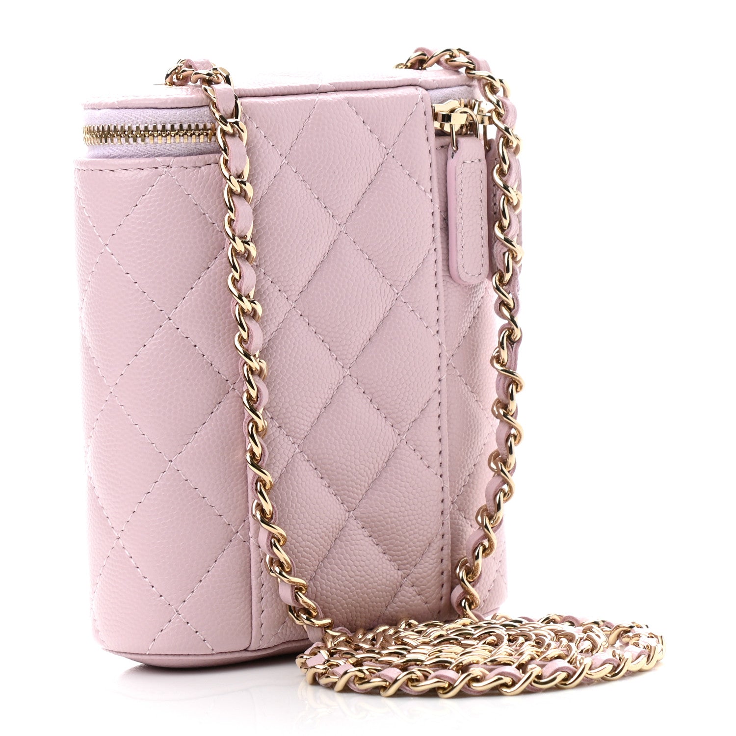 Chanel Caviar Quilted Small Vertical Coco Beauty Vanity Case With Chain Light Pink 3 of 12