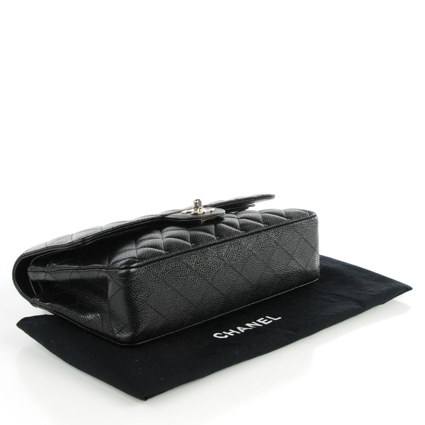 Caviar Quilted Medium Double Flap Black