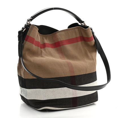 Burberry Canvas Mega Check Medium Ashby Hobo Black 4 of 11