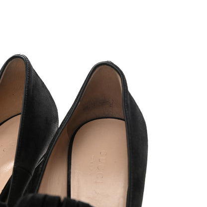 Gucci Kid Scamosciato GG Marmont Fringe 105mm Loafer Pumps 36 Black 10 of 12