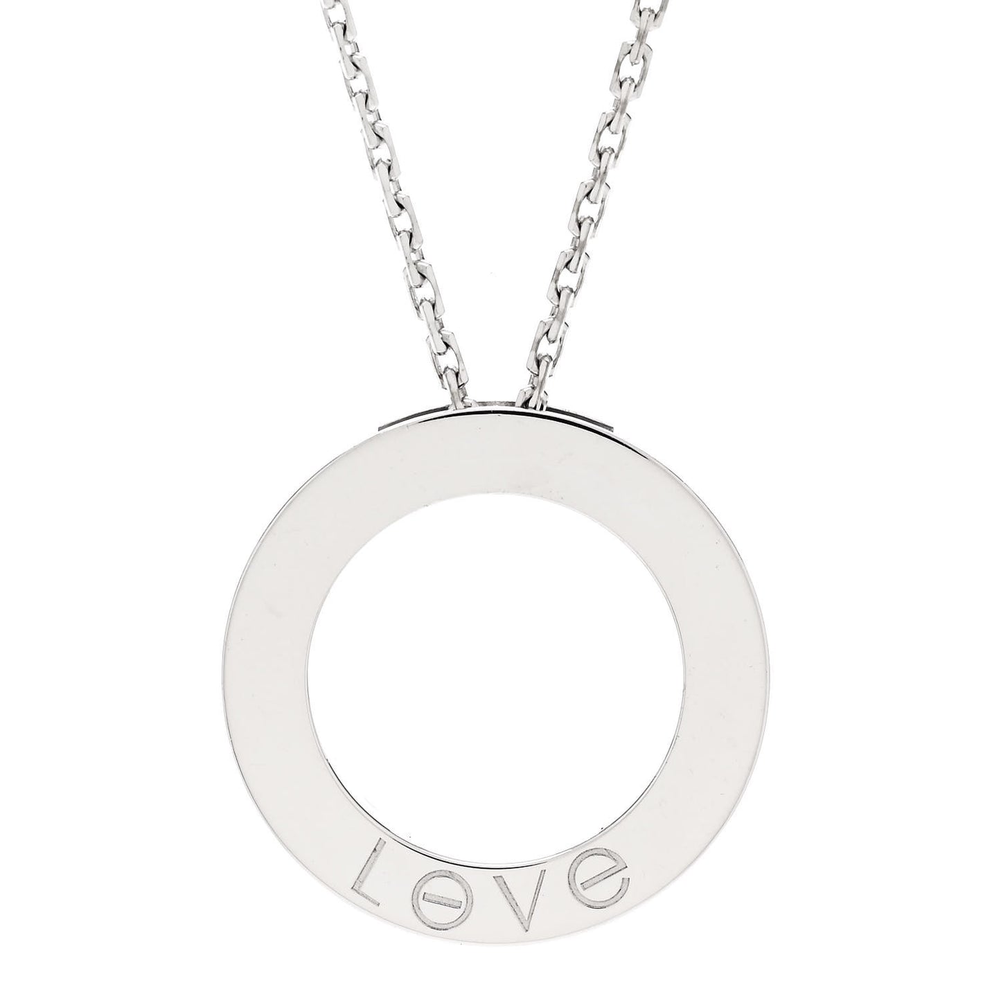 18K White Gold LOVE Pendant Necklace