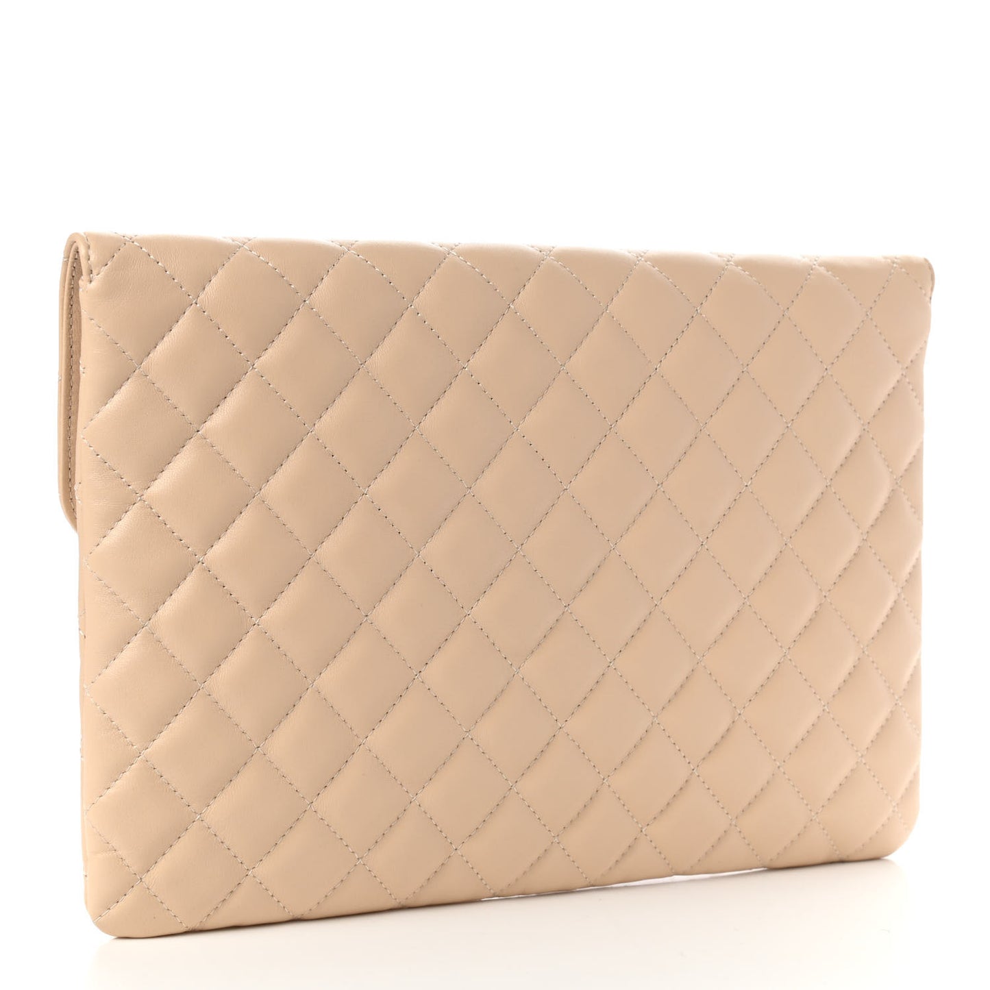 Lambskin Quilted Flap Clutch Beige