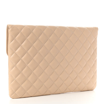 Chanel Lambskin Quilted Flap Clutch Beige 3 of 10