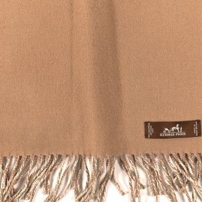 Hermes Cashmere Fringe Stole Camel White 3 of 3
